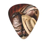 Cowboy Cappello Nero Stivali Western Chitarra Plettri 12 Pezzi Per Ukulele Basso Strumenti Accessori