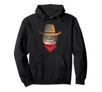 Cowboy Cat Wearing Cowboy Hat Funny Kitten Cats Lovers Felpa con Cappuccio