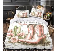 Cowboy che cavalca il toro copripiumino 3 Pezzi morbida stampa 3D con federa per cuscini cerniera nascosta Scena del rodeo occidentale Set Di Copripiumino for adulti e ragazze Double（200x200cm）