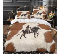 Cowboy che cavalca il toro Set Di Copripiumino Set di 3 Pezzi morbida stampa 3D con federe per cuscini con cerniera Scena del rodeo occidentale copripiumino for ragazze e bambini Single（140x200cm）