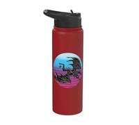 Cowboy che cavalca la creatura del drago Drake grigio viene Stainless Steel Insulated Water Bottle