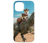 Cowboy Corgi equitazione un T-Rex attraverso il deserto Custodia per iPhone 15