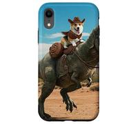 Cowboy Corgi equitazione un T-Rex attraverso il deserto Custodia per iPhone XR