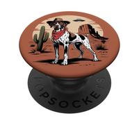 Cowboy del deserto degli UFO alieni del puntatore tedesco a pelo corto PopSockets PopGrip Adesivo