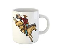 Cowboy Del Texas Che Cavalca Un Cavallo Che Salta Sport West Western Tazze Da Tè Durevole Tazze Di Caffè Novità Tazza Colazione Regali Novità Per Ragazze Festa Della Mamma Fidanziati 330Ml