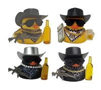 Cowboy Ducks, 4 Piece Animal Decoration Set, Collectible Cute Design, Desktop Display Figurines, Parties Favor Toys for Baby Shower, Bookshelf, Bedside, Bathtub, Swimming Pool Use, 2.36x1.97 inches