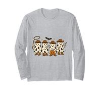 Cowboy Fantasma Halloween Ghoul Design Divertente Cowgirl Cowboy Maglia a Manica