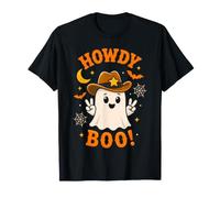 Cowboy Ghost Howdy Boo Halloween Western Uomini Donne Maglietta