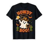 Cowboy Ghost Howdy Boo Halloween Western Uomini Donne Maglietta