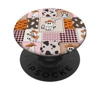 Cowboy Ghost Patchwork Halloween Spooky Western Pink PopSockets PopGrip Adesivo