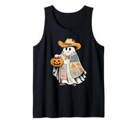 Cowboy Ghost Pumpkin Halloween Patchwork Cowboy Costume Canotta
