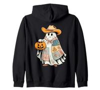 Cowboy Ghost Pumpkin Halloween Patchwork Cowboy Costume Felpa con Cappuccio