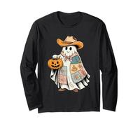 Cowboy Ghost Pumpkin Halloween Patchwork Cowboy Costume Maglia a Manica