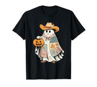Cowboy Ghost Pumpkin Halloween Patchwork Cowboy Costume Maglietta