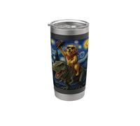 Cowboy Golden Retriever a cavallo di un T-Rex Art Dog e dinosauro Bicchiere termico in acciaio inox doppia parete