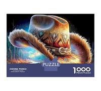 Cowboy Hat 1000 Pezzi Bundle Puzzle della Cultura Cowboy Classico per Coppie Anti Stress Allenamento Cerebrale Cartone Robusto Bella Decorazione Idea Regalo 38x26cm/1000pezzi
