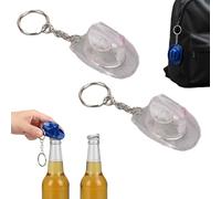 Cowboy Hat Bottle Opener Keychain, Rustic Western Cowboy Hat Bottle Opener Keychain, Portable Bottles Beer Openers Keychains Two in One, for Rodeo, Country, Rustic Party Gifts (Transparent)