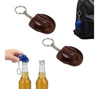 Cowboy Hat Bottle Opener Keychain, Rustic Western Cowboy Hat Bottle Opener Keychain, Portable Bottles Beer Openers Keychains Two in One, for Rodeo, Country, Rustic Party Gifts (Brown)