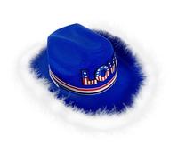 Cowboy Hat, Felt Western Cowgirl Hat with Adjustable Drawstring, Embroidered Love Pattern for Costume Accessories, Masquerade, Patriotic Day, Birthday, Party, Concerts, Festivals, and Dress-Up