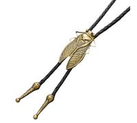 Cowboy Necklace for Men, Vintage Faux Leather Necktie with Cicada Design, Western Cowgirl Bolo Tie Accessory, Adjustable Rodeo Necklace for Costume, Cosplay, Bartender, Stage, Travel, or Workplace Use