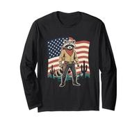 Cowboy Procione Divertente Western Country Wild West Rodeo Maglia a Manica