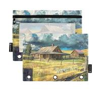 Cowboy Ranch Montana Cloud Raccoglitore Tasca in Plastica per Cartelle a 3 Anelli con Tre Anelli per Studenti Ofhce Forniture