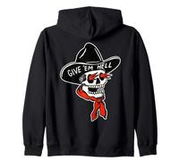Cowboy Reaper Skull x Give Em 'Hell Tradizionale Tatuaggio Flash Felpa con Cappuccio