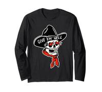Cowboy Reaper Skull x Give Em 'Hell Tradizionale Tatuaggio Flash Maglia a Manica