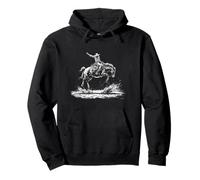 Cowboy Riding Rodeo, Dark Western Style Nero Felpa con Cappuccio