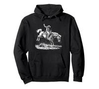 Cowboy Riding Rodeo, Dark Western Style Nero Felpa con Cappuccio
