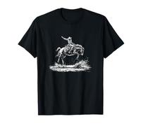 Cowboy Riding Rodeo, Dark Western Style Nero Maglietta