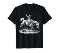 Cowboy Riding Rodeo, Dark Western Style Nero Maglietta