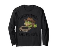 Cowboy Rospo con Lazo Vintage Western Frog Meme Maglia a Manica