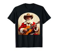 Cowboy Santa Che Suona la Chitarra Maglietta