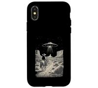 Cowboy UFO Alien Incontro Cavallo Retro Deserto Occidentale Custodia per iPhone X/XS