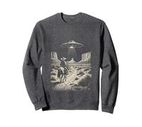 Cowboy UFO Alien Incontro Cavallo Retro Deserto Occidentale Felpa