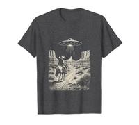 Cowboy UFO Alien Incontro Cavallo Retro Deserto Occidentale Maglietta