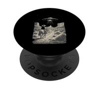 Cowboy UFO Alien Incontro Cavallo Retro Deserto Occidentale PopSockets PopGrip Adesivo