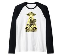 Cowboy Up UFO Abduction Divertente Design Western Alien Maglia con Maniche Raglan