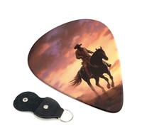 Cowboy West - Confezione da 6 plettri per chitarra con porta plettri in pelle, portachiavi, custodia per plettri, arte astratta, per chitarra acustica elettrica, ukulele, 0,46 mm