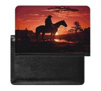 Cowboy West - Custodia per passaporto, in pelle, con blocco RFID, organizer per documenti e passaporto, per uomini e donne
