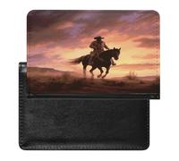 Cowboy West - Custodia per passaporto, in pelle, con blocco RFID, organizer per documenti e passaporto, per uomini e donne