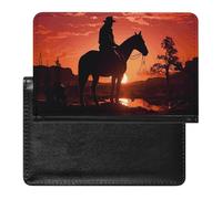 Cowboy West - Porta passaporto sottile da viaggio, con blocco RFID, custodia per passaporto, con scomparti per carte di credito, per donne/uomini