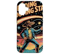 Cowboy wrangler pastore meteore con lazo tra pianeti Custodia per iPhone 16