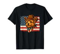 Cowboy Yorkshire Terrier 4 luglio cane bandiera USA Yorkie Maglietta