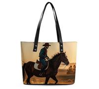 Cowboys - Borsa a tracolla da donna, in pelle, con manico superiore, casual, da lavoro, da viaggio, Cowboys Equitazione Cavalli, 29*34*14cm