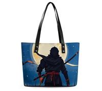 Cowboys - Borsa a tracolla da donna, in pelle, con manico superiore, casual, da lavoro, da viaggio, Moonlight Acquerello Stile Ninja, 29*34*14cm, Moonlight Acquerello Stile Ninja