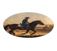 Cowboys - Tappeto rotondo con cavalli da equitazione, morbido, assorbente, tappetino da bagno per ingresso, antiscivolo, 90 x 90 cm, per camera da letto, soggiorno, decorazione per la casa