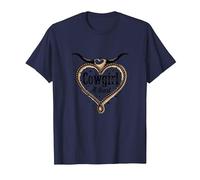 Cowgirl A Cuore Western Rodeo Lasso Amore Longhorn Maglietta, Uomo, Navy, L