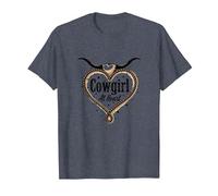 Cowgirl A Cuore Western Rodeo Lasso Amore Longhorn Maglietta, Uomo, Pervinca, L